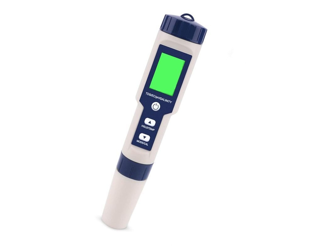 Medidor de Qualidade da Água 5 em 1, pH, TDS, Salinidade, Temperatura, LCD
