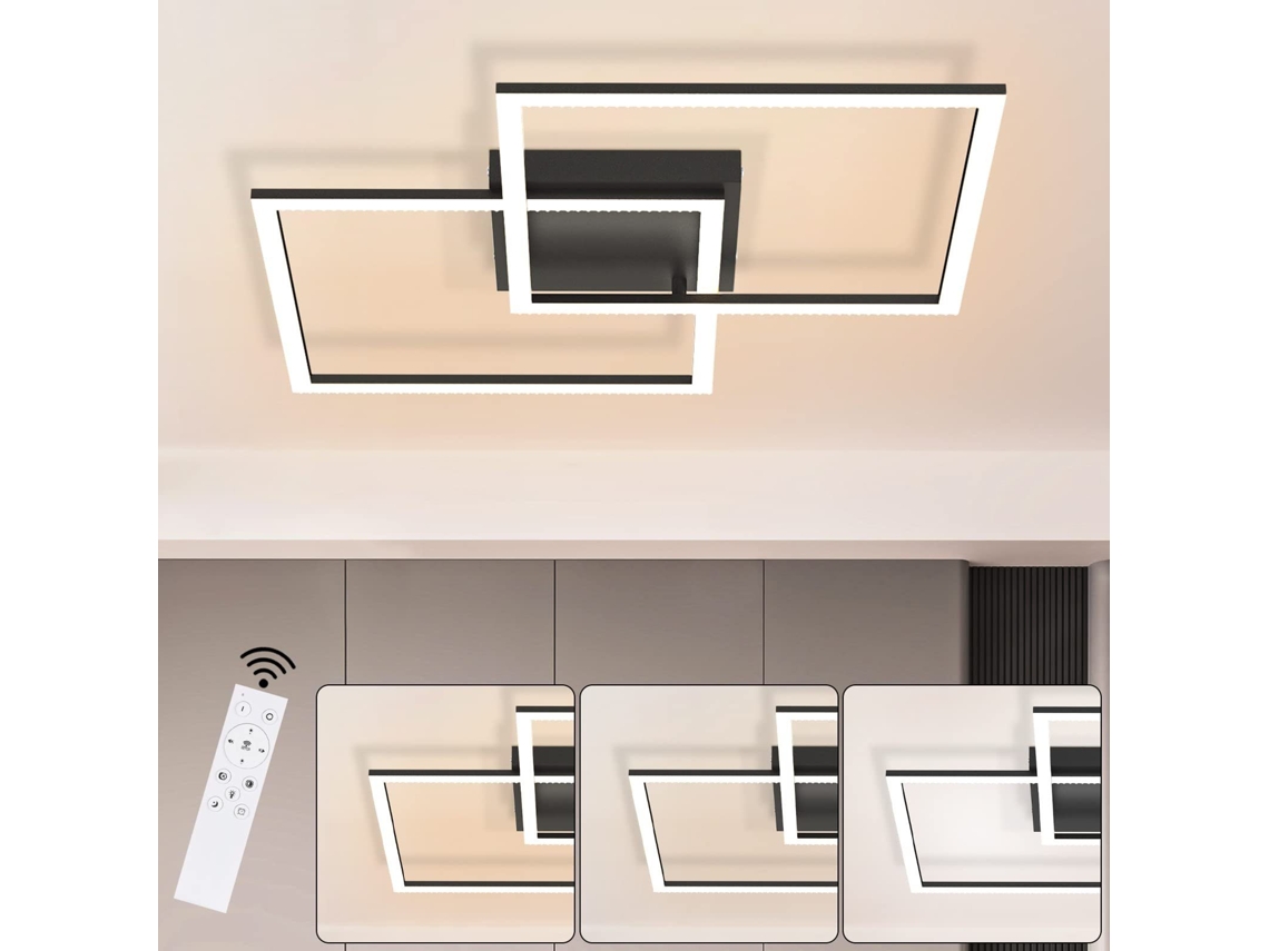 Zmh Luminária De Teto Led Cristal Preto Regulável Com Controle Remoto - 52 W