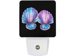 Luz noturna LED com sensor crepuscular em formato de carcaça resistente.