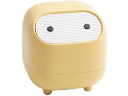2026 linjou Mini Papelera Ninja para Escritorio Con Tapa de Doble Presión Material Pp Amigable Ambiente Amarillo