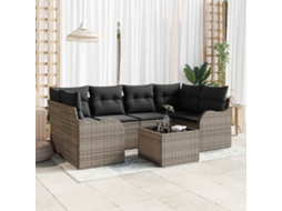 Vidaxl Conjunto De Sofá De Jardim 7 Unid. 6-número De Lugares Cinzeto