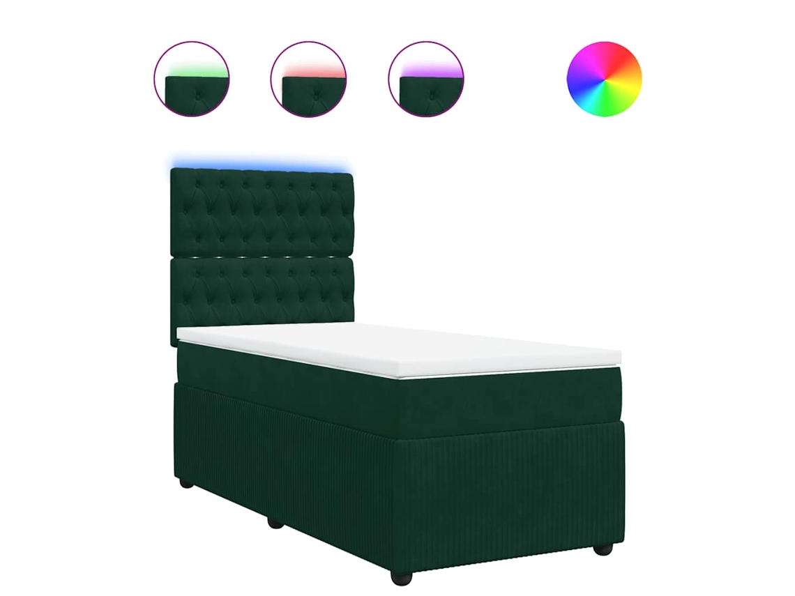 Box Spring Bed, Box Spring Beds Vidaxl Verde Veludo (90 X 190 Cm)