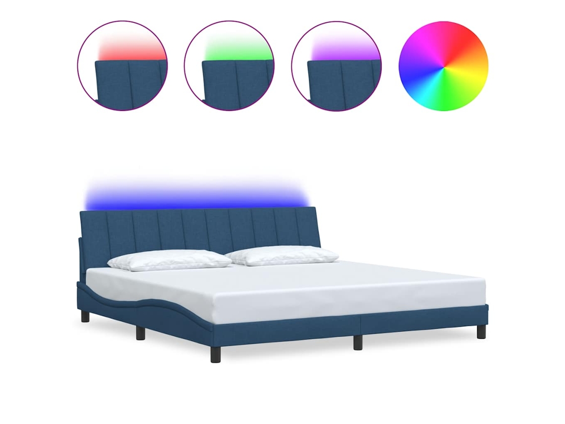 Bed Frame, Bed Frames Vidaxl Azul Tecido (200 X 200 Cm)