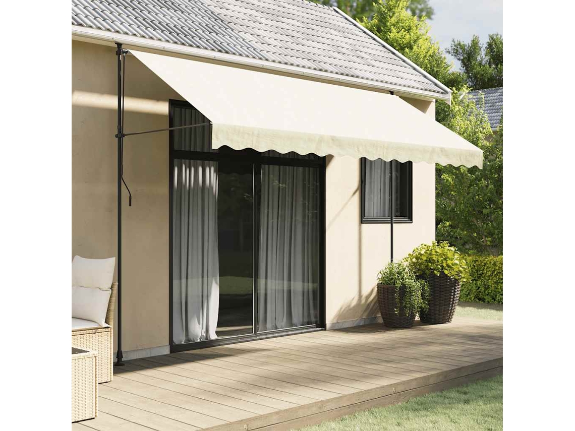 Vidaxl Toldo Retrátil 350x150 Cm Tecido E Aço Cor Creme