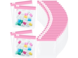 Sacos Reutilizáveis Eifson 35 Peças Fecho Slider Sem Bpa Para Organização (rosa)