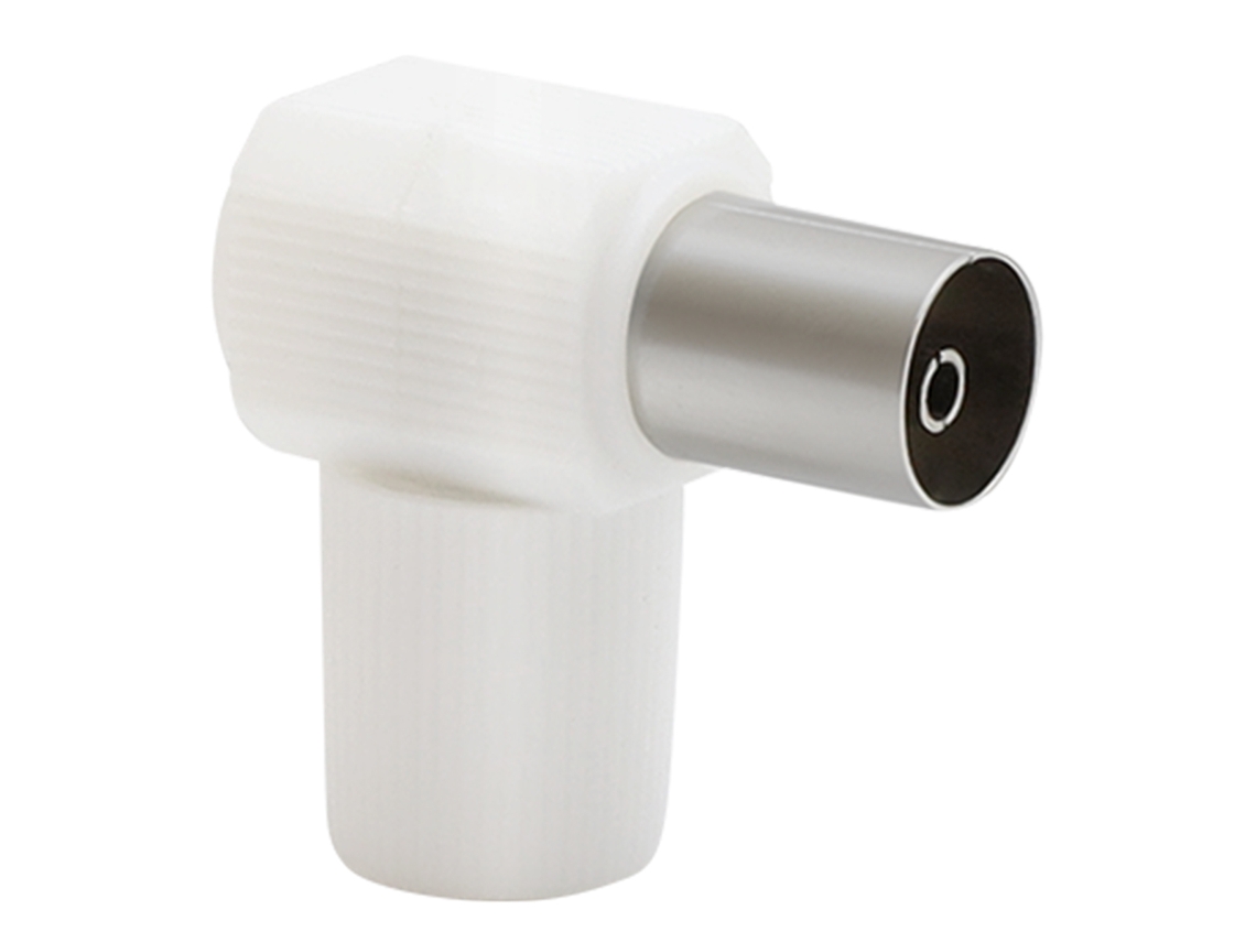 Ficha De Tv Coaxial 9.52mm Fêmea Angular Sem Interferências Branco Force Power
