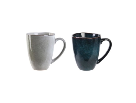 Canecas SABOR E DEGUSTAÇÃO - Ao longo do tempo - 300 ml - Cinza e azul - Cerâmica artesanal única