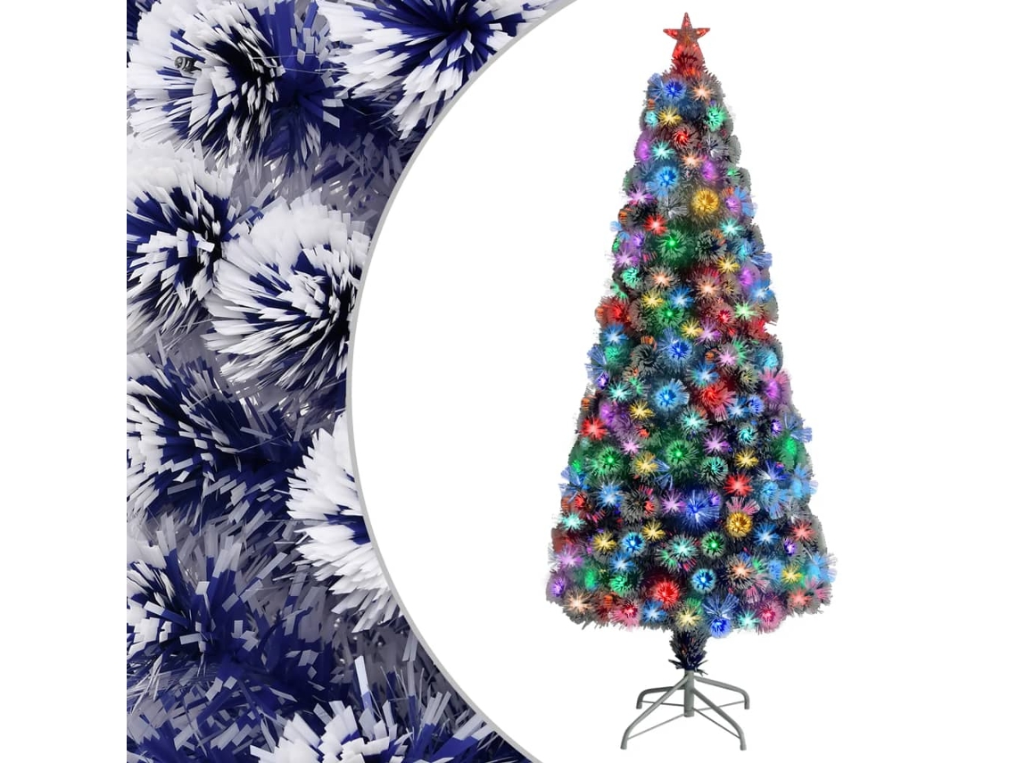 Árvore Natal VIDAXL artificial pré-iluminada fibra ótica branco/azul