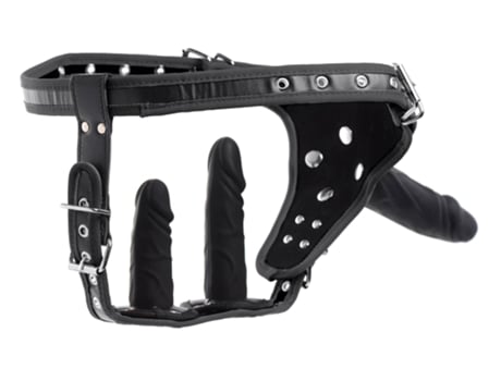 Arnés Con Consolador De Doble Penetración - Negro