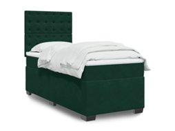 Vidaxl Cama Com Molas/colchão 80x200 Cm Veludo Verde-escuro