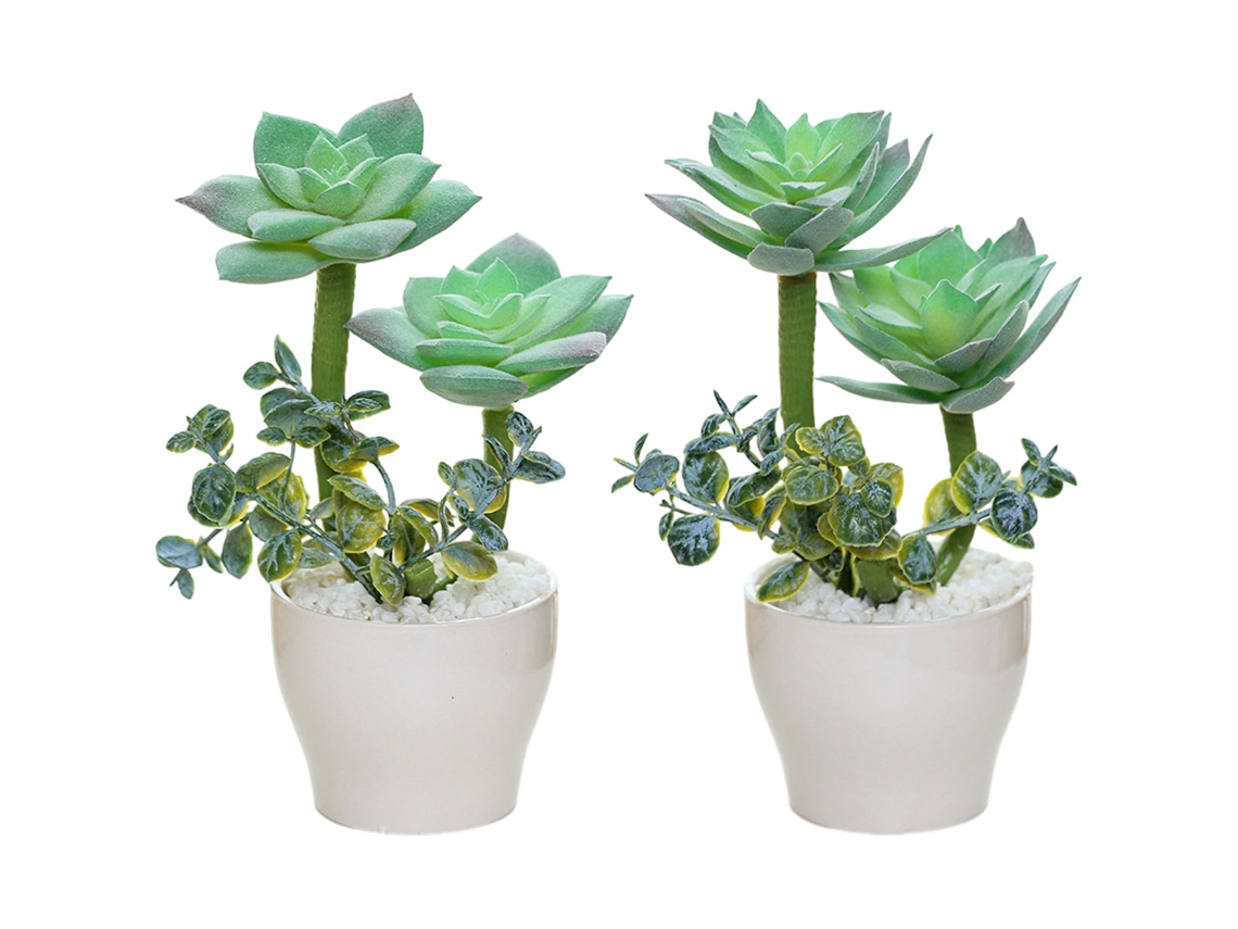 2pcs Suculentas Artificiais Em Miniatura, Bonsai De Suculentas Falsas, Plantas Simuladas Em Vaso, Enfeites Pequenos Criativos