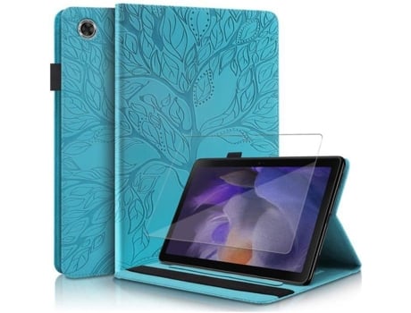 Vidro Temperado + Capa para Tablet para Samsung Galaxy Tab A8 10,5 2021 Sm-X200 Capa Flip Capa de Couro Pu com Compartimentos para Cartões Blue Tre
