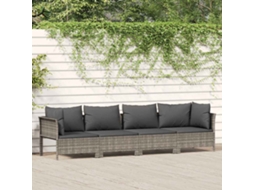 Vidaxl Conjunto De Lounge De Jardim Com 4 Peças E Almofadas Em Vime Sintético Cinza