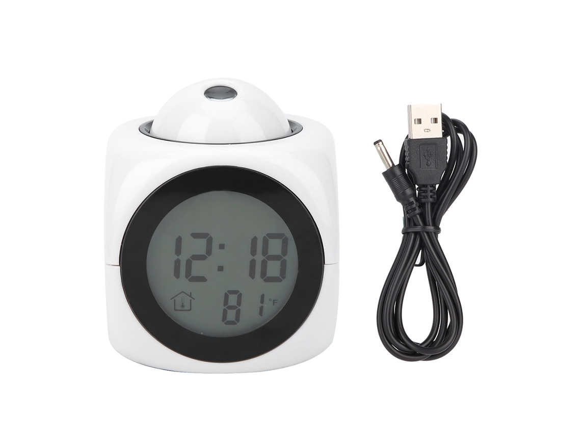 Reloj Despertador Digital Lcd Con Proyección Moderno De Liquidación Con Cable Usb Blanco