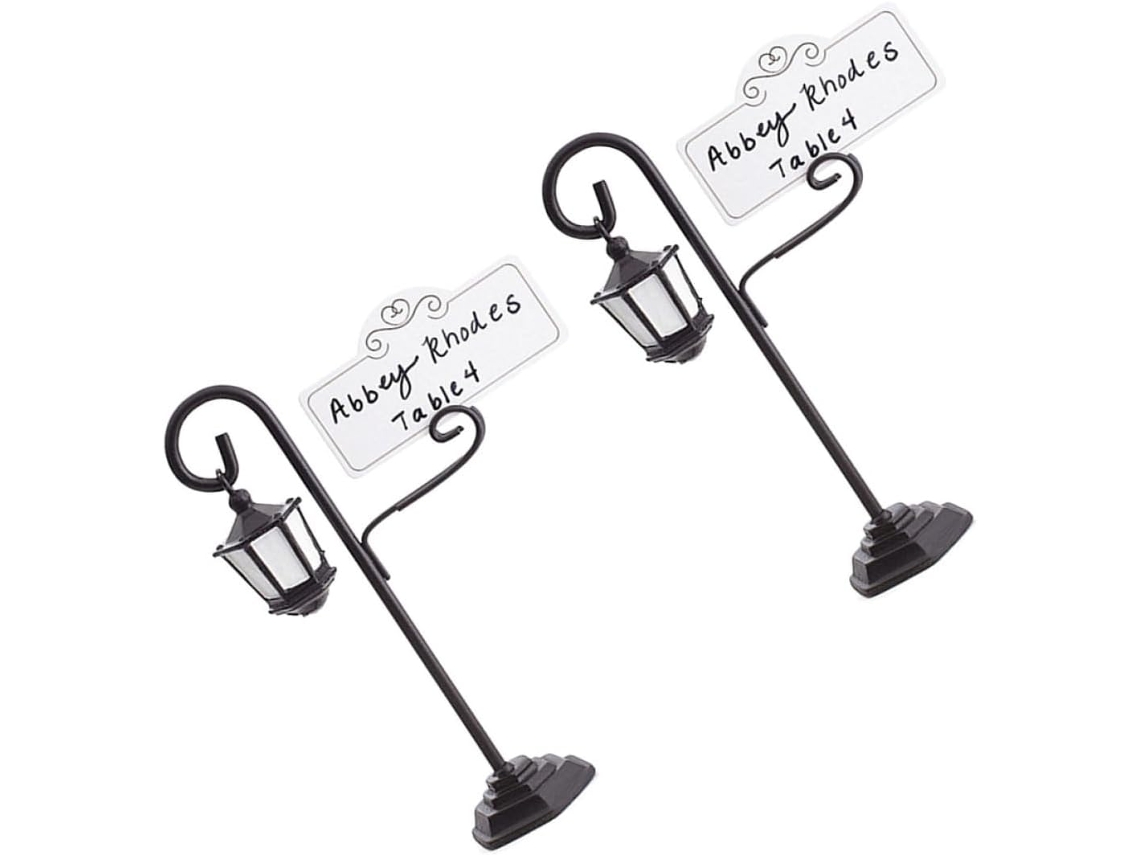 Conjunto 2 Porta Menus Resina Preta Formato Poste Prendedores Decorativos Fotos Casamentos Festas Cartões GOKOCO