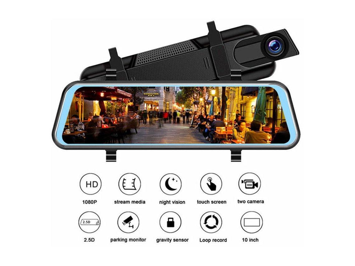 Espelho Retrovisor E Câmera De Ré Com Gps, Visão Noturna E Sensor G