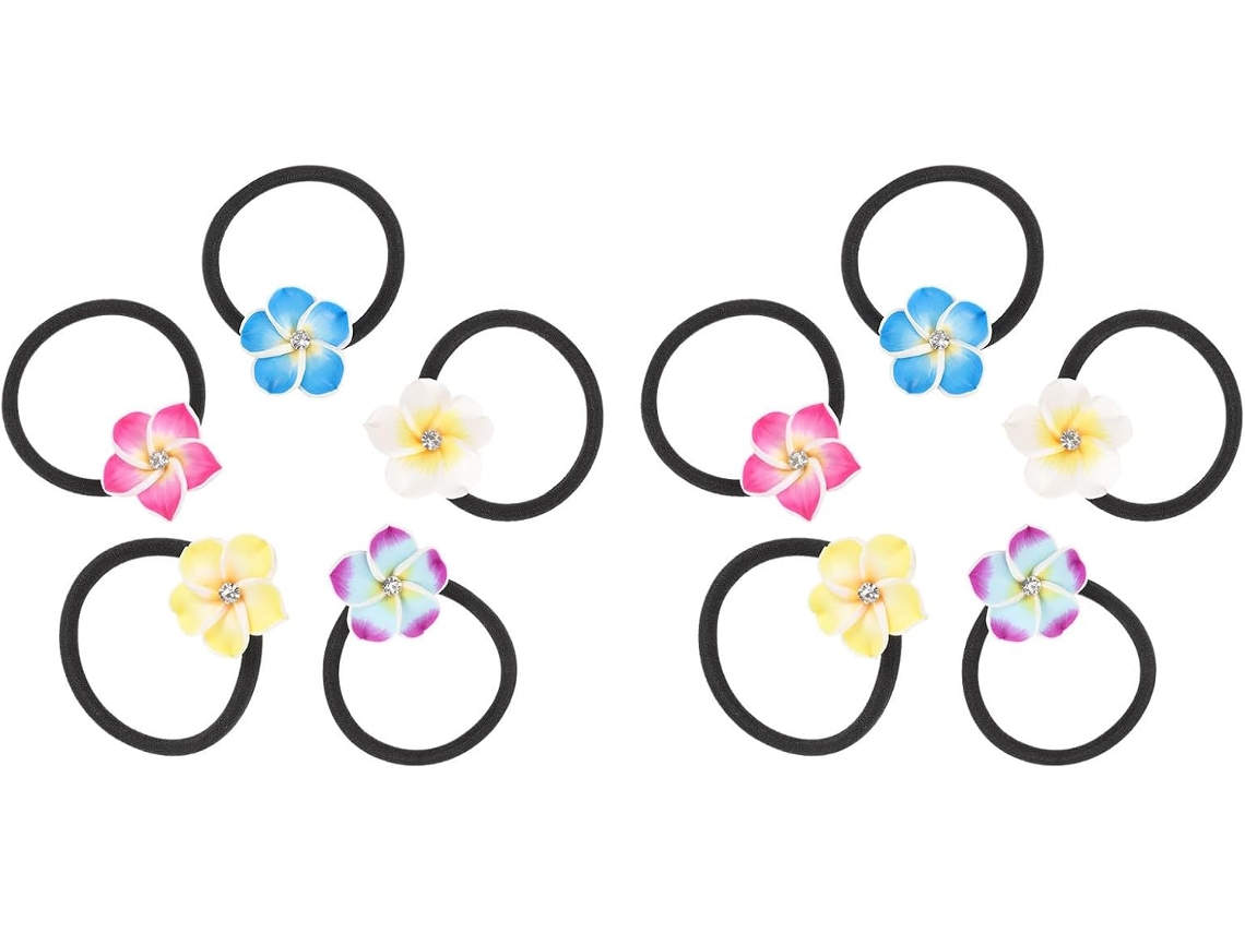 Conjunto De 10 Elásticos De Cabelo Macios Em Formato De Flor, Com Design Simples E Confortável.