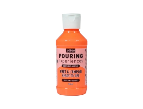 Tinta Acrílica PÉBÉO Brilhante para Derramar (Laranja Neon 118 ml)