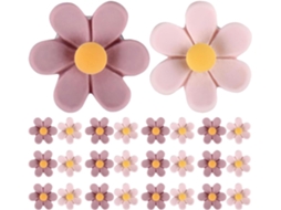 50 Tachinhas Decorativas em Plástico e Metal, com Formato Tridimensional de Flores, Ideais para Cortiça Squares e