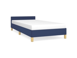 Estrutura de Cama com Cabeceira Tecido Azul 100x200 cm MAISON EXCLUSIVE