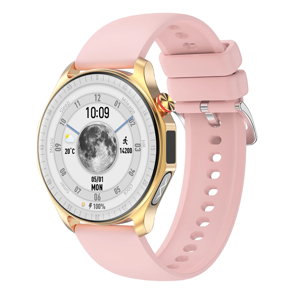 (silicone Dourado E Rosa) Smartwatch De Saúde Com Tela De 1,43 Polegadas E Eletrocardiograma.