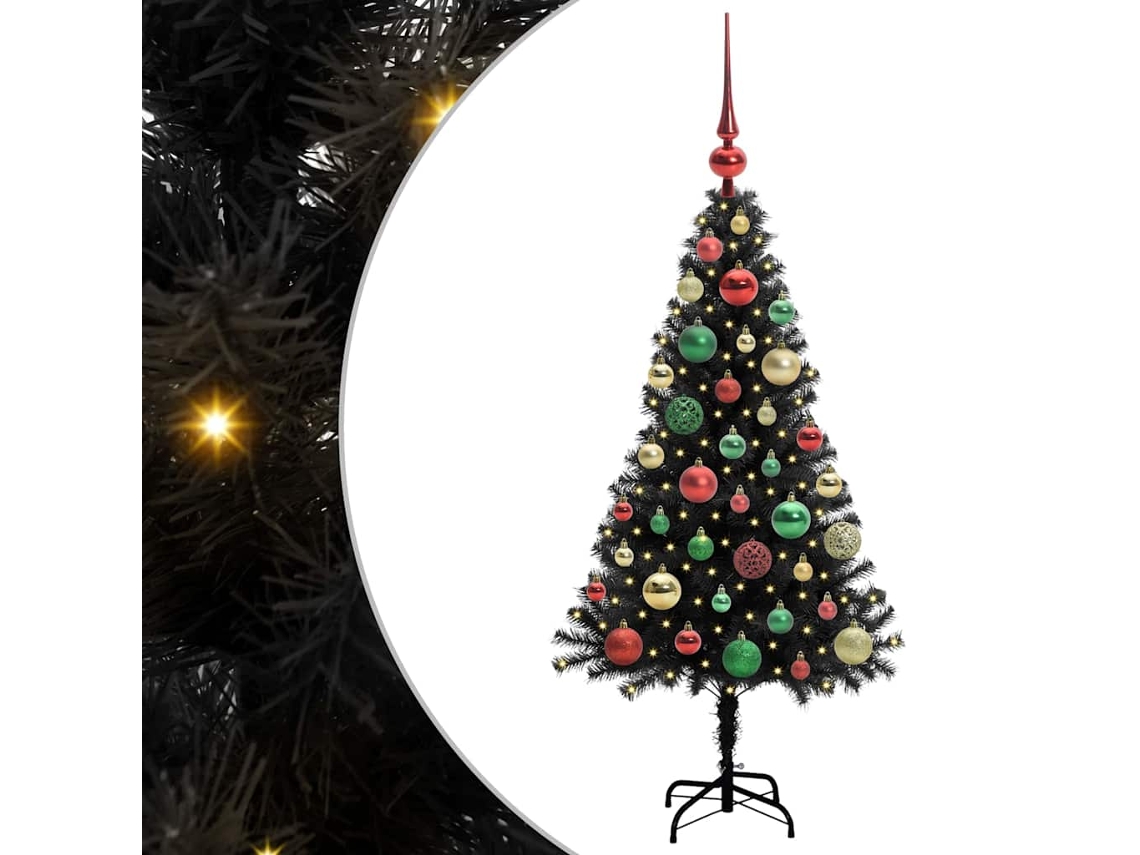 Conjunto 1 Árvore De Natal Vidaxl Preto Pvc (120 Cm)