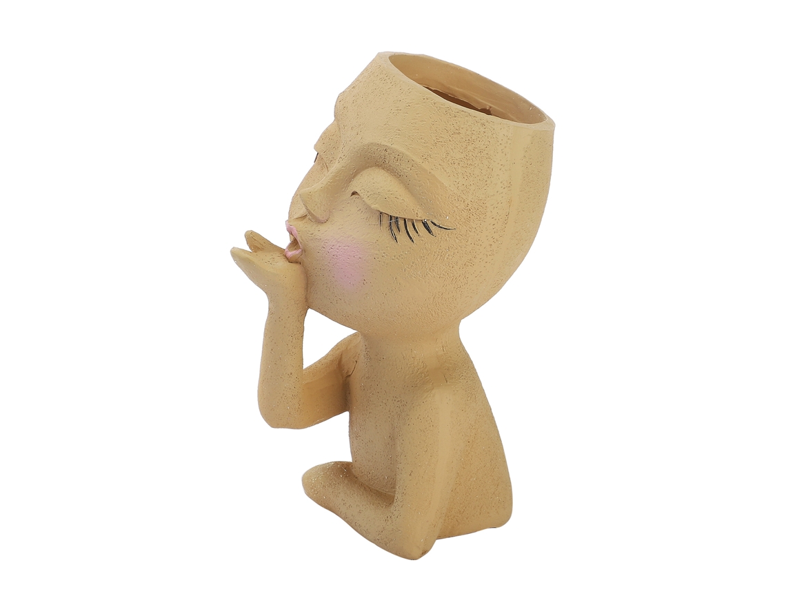 Vaso De Resina Com Rosto (decoração Jardim, Plantio)