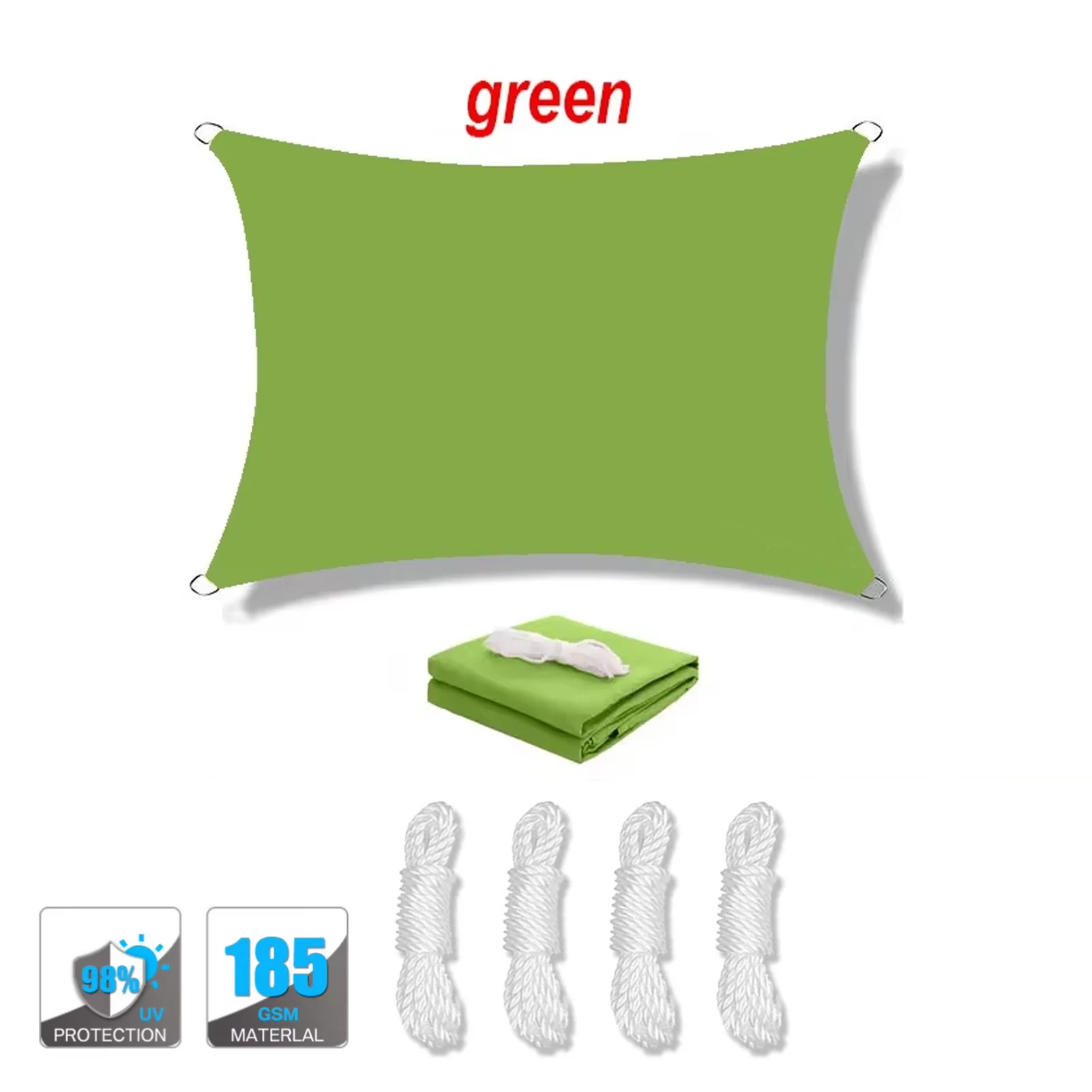 Vela de Sombreamento Impermeável, Proteção Uv de 95%, Alta Densidade, Respirável, Adequada para Pátios, Piscinas, Etc. MDUG (verde, 400x500cm)