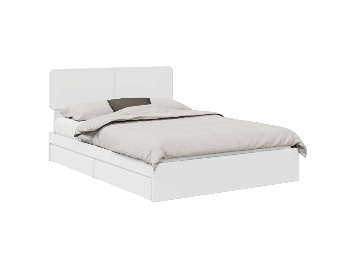 Cama com Armazenamento Branco 140x190 cm Madeira Processada MAISON EXCLUSIVE