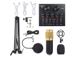 Kit De Microfone Condensador Com Placa De Som Live Multifuncional E Suporte De Microfone Para Gravação E Transmissão Ao Vivo