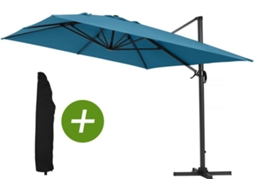 Parasol Lateral De Jardín Alu Sun 4 Rectangular 3 X 4 M Azul Funda Protectora Habitat Et Jardin