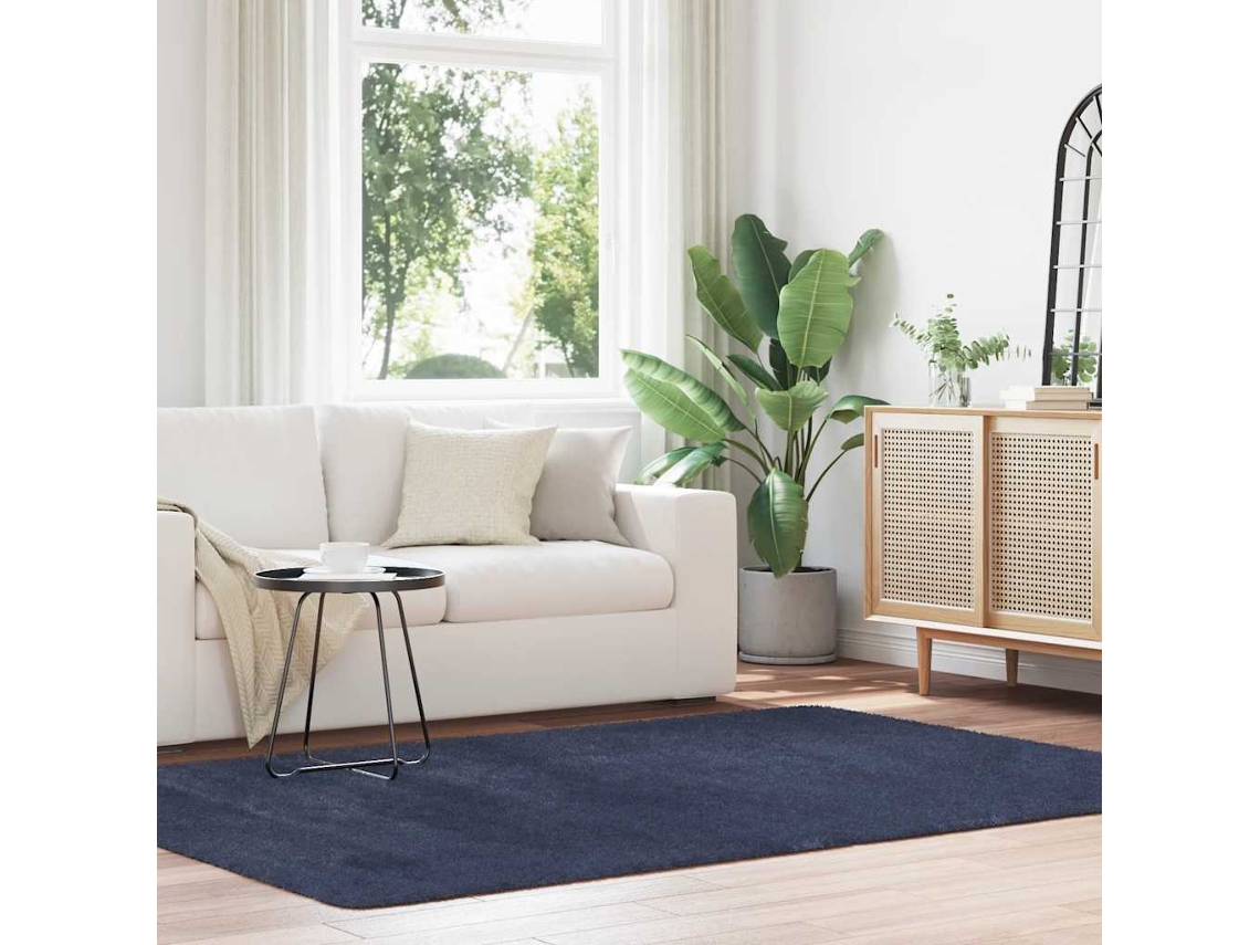 Vidaxl Tapete Shaggy De Pelo Alto Navarra 160x230 Cm Azul-marinho