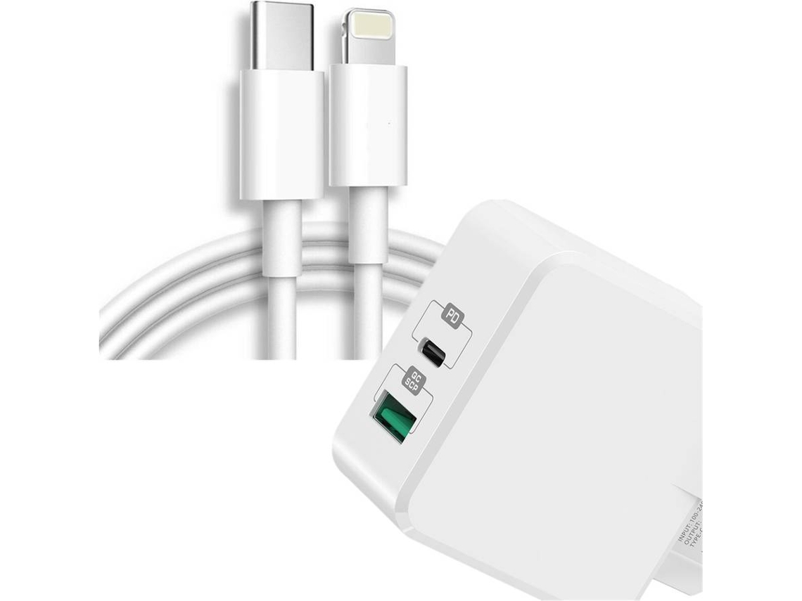 Carregador + Cabo PHONESHIELD Fast Charge para iPhone X (USB/USB-C, PD 3.0 PPS - 18 W - 1 m - Branco)