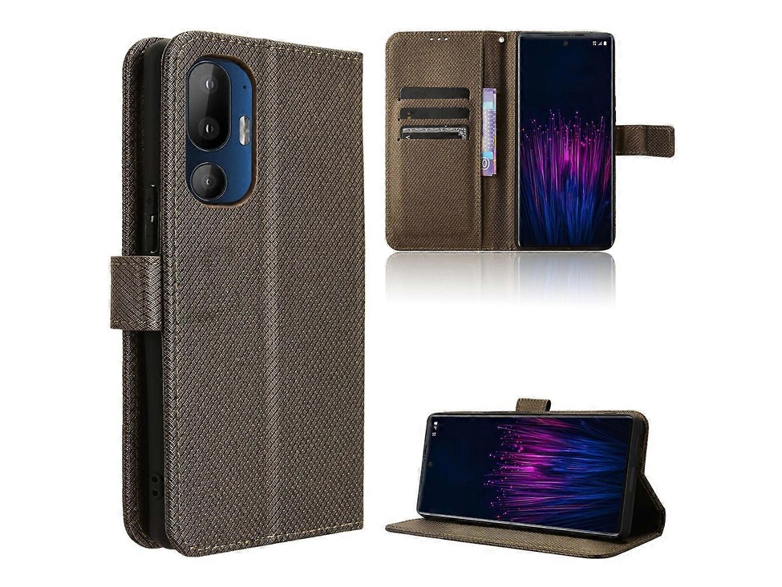 Capa De Couro Com Textura De Diamante Para Celular
