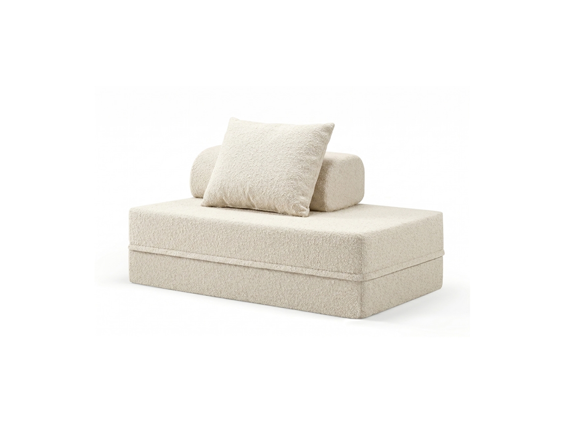 Sofá Modular 2 Lugares Convertível Bouclette Bege SKOFFA