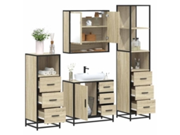 Vidaxl 4 Pcs Conj. Móveis Casa Banho Derivados Madeira Carvalho Sonoma
