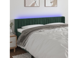 Cabeceira Cama C/ Luzes Led Veludo 183x16x78/88 Cm Verde-escuro