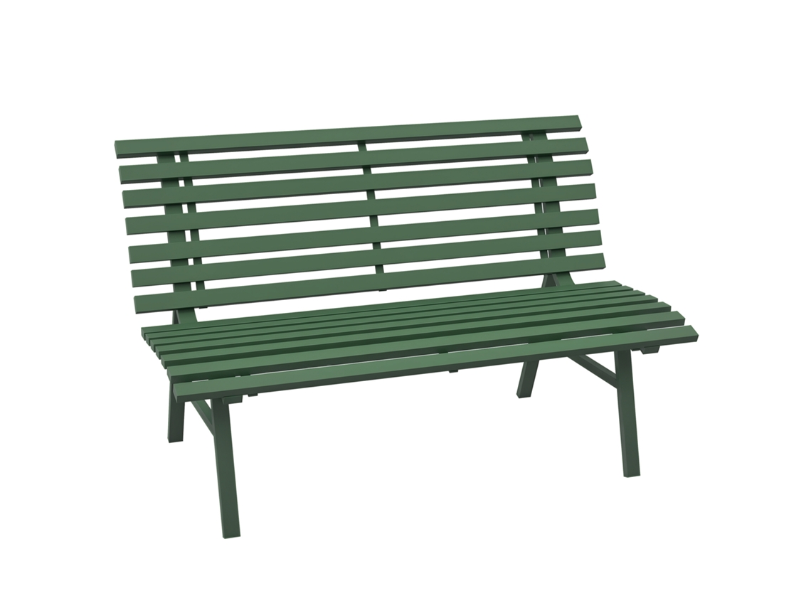 Banco de Jardim BTFORUS, de parque, design ripado, resistente às intempéries, alumínio, 123x67x79cm, verde
