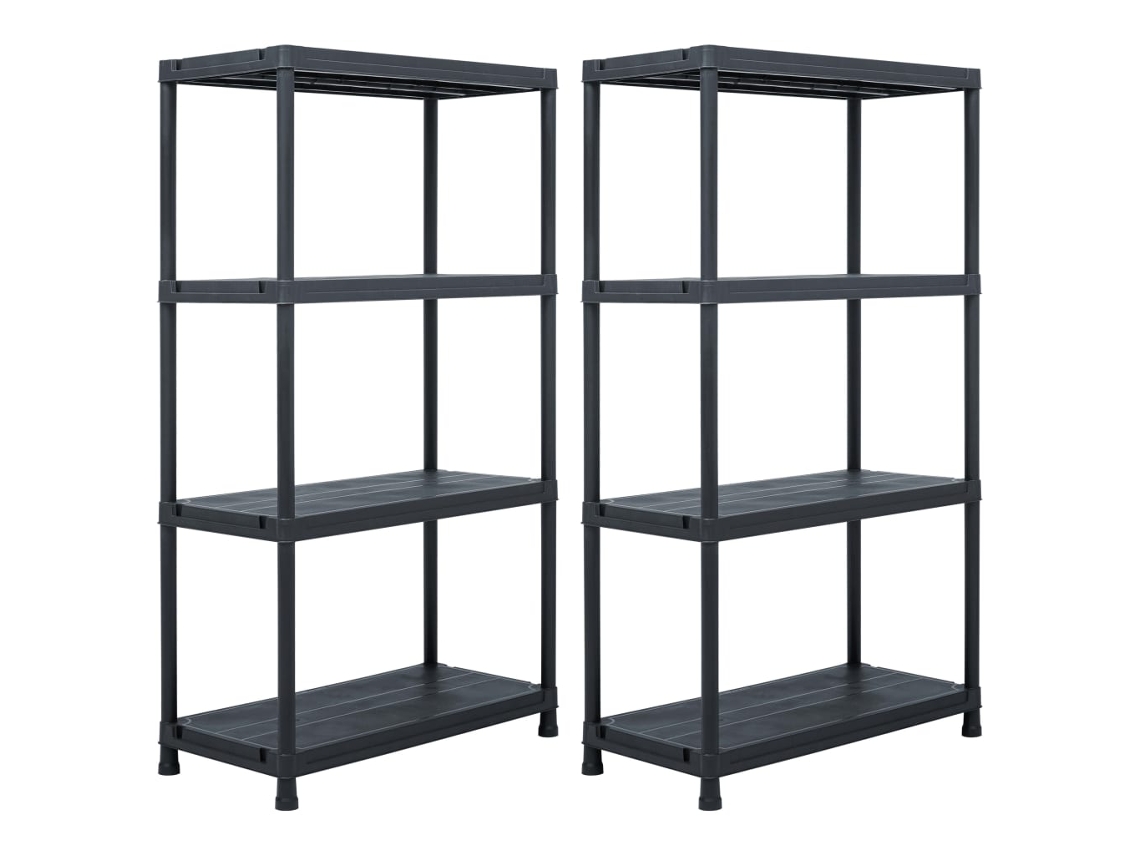 Conjunto 2 Storage Shelf, Storage Shelves Vidaxl Preto Plástico (60 X 30 X 138 Cm)