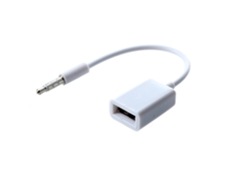 Cabo Conversor de Áudio Automóvel Ficha Aux Macho 3.5mm para Usb 2.0 Fêmea Branco