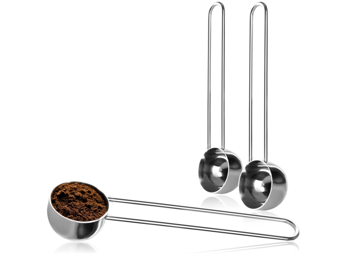 Conjunto De 3 Colheres Medidoras Aço Inoxidável Para Café Chá, Cappuccino E Chocolate Quente Com Cabo Arame.