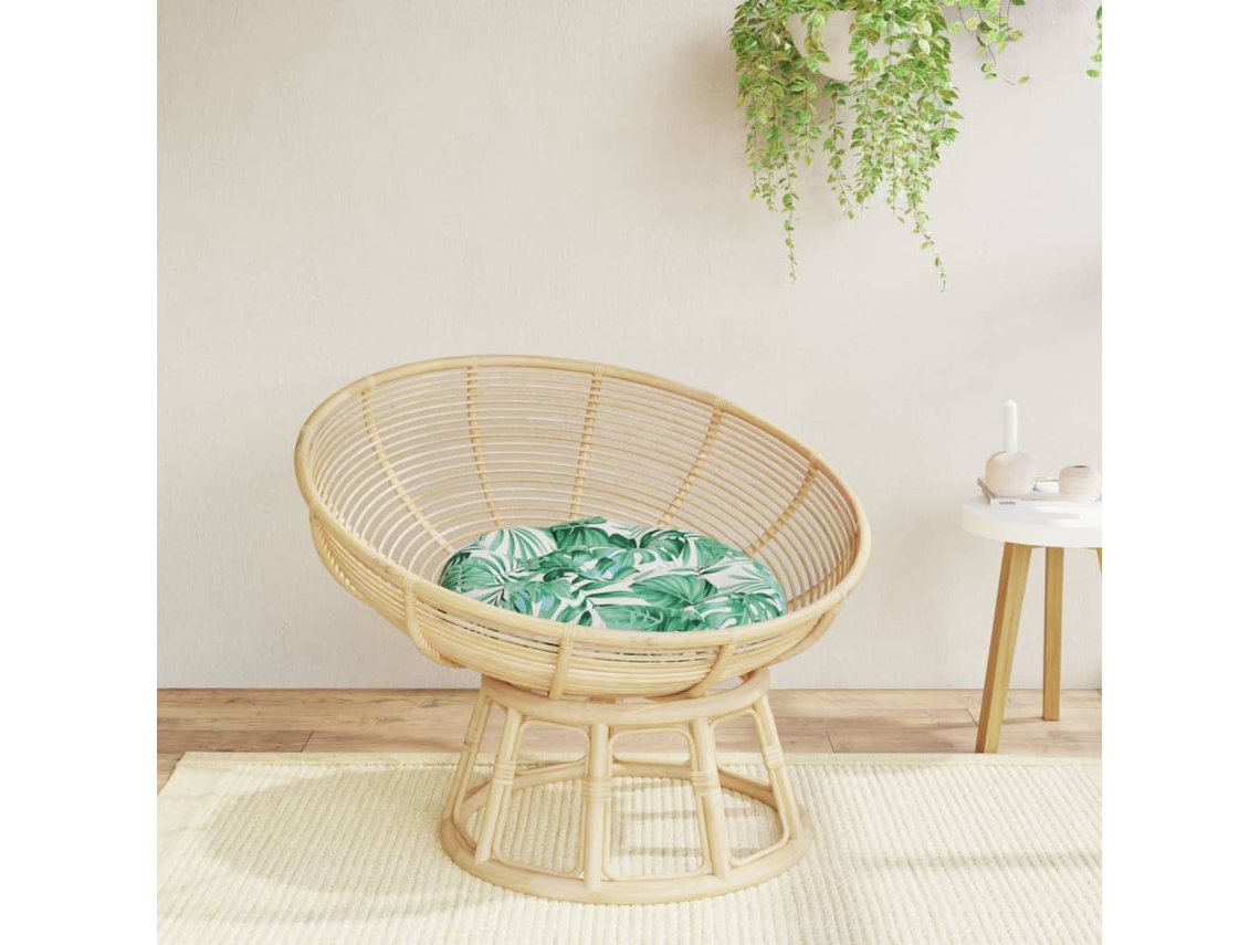 Vidaxl Almofadão Redondo Ø 60 X11 Cm Tecido Oxford Padrão Folhas