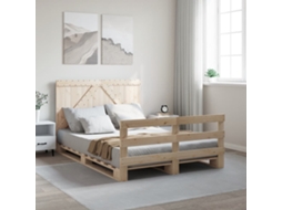 Vidaxl Estrutura De Cama Com Cabeceira 140x200 Cm Pinho Maciço