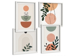 Composição De Quadros Na Parede Motivos Florais Modernos Moldura Branca Quadros Para A Sala De Estar Espelharte (conjunto De 4 Imagens)