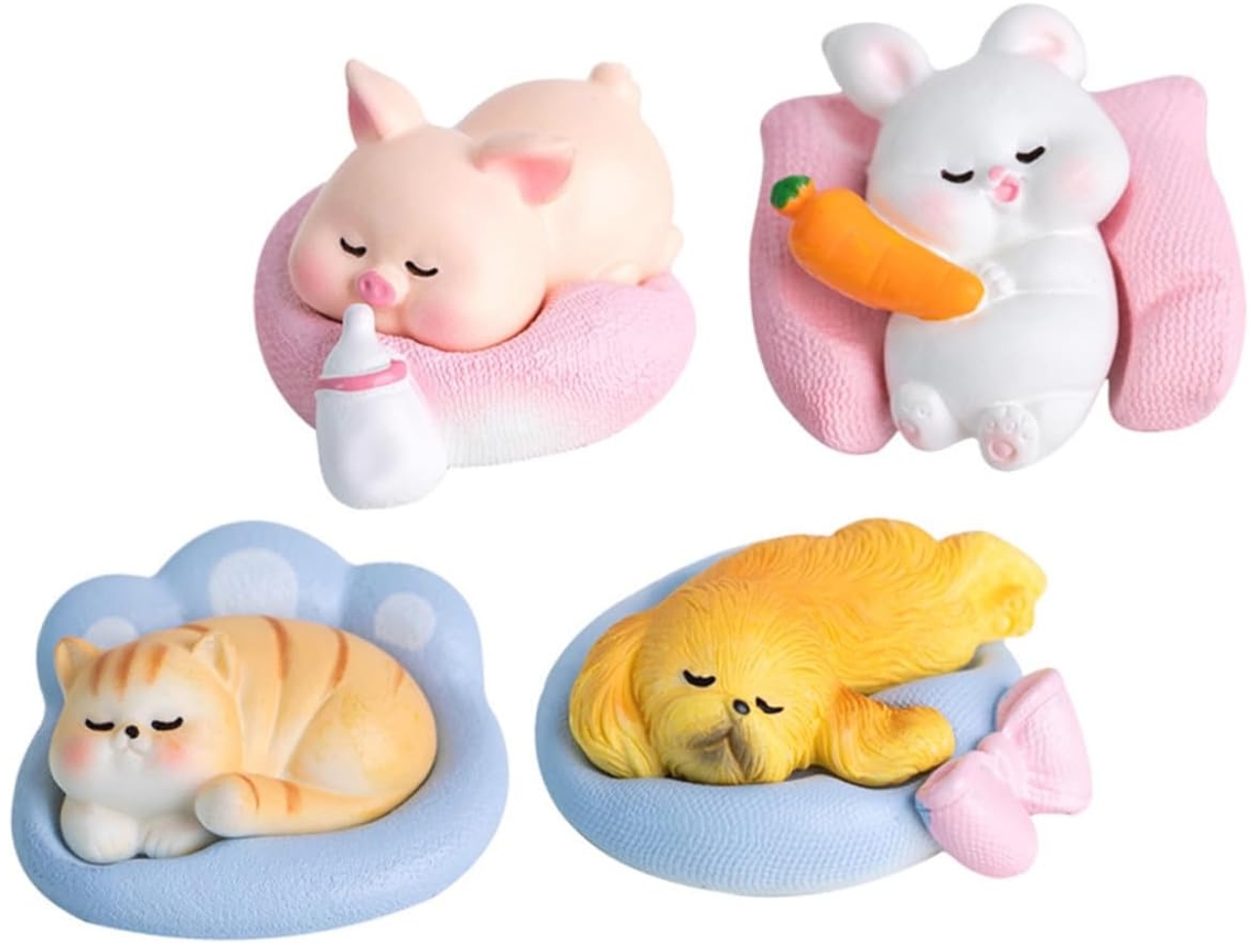 Kit de 4 Miniaturas de Animais para Decoração de Vasos, Ornamentos para Plantas em Ambientes Internos e Externos, CHABERLU