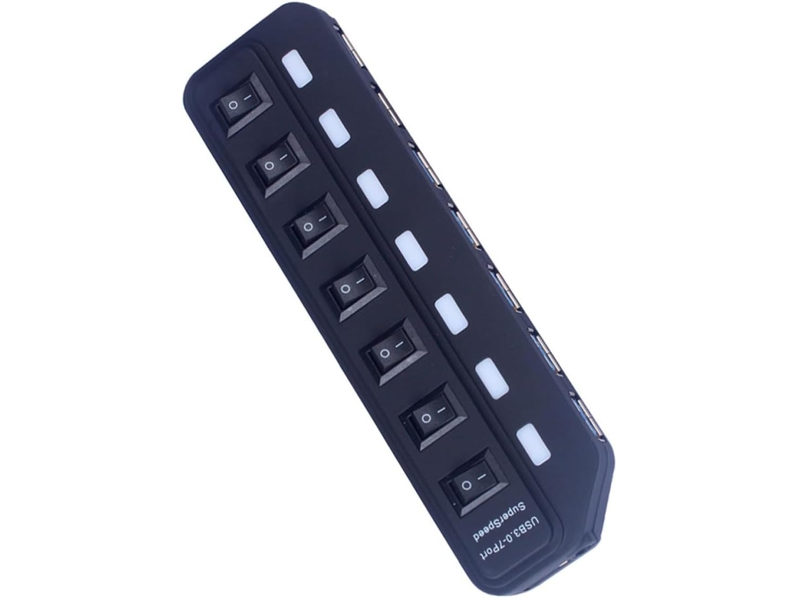 Hub Usb 3.0 De 7 Portas, Leve E Portátil, Com Material Aps Ótima