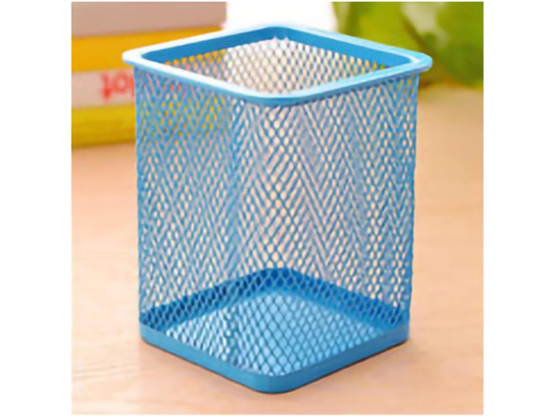 Porta Lápis, Porta Lápis De Malha Metálica, Porta Lápis De Mesa Escola E Escritório Quadrado Azul