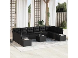 Vidaxl Conjunto De Sofá De Jardim 11 Unid. Preto Vime Pe
