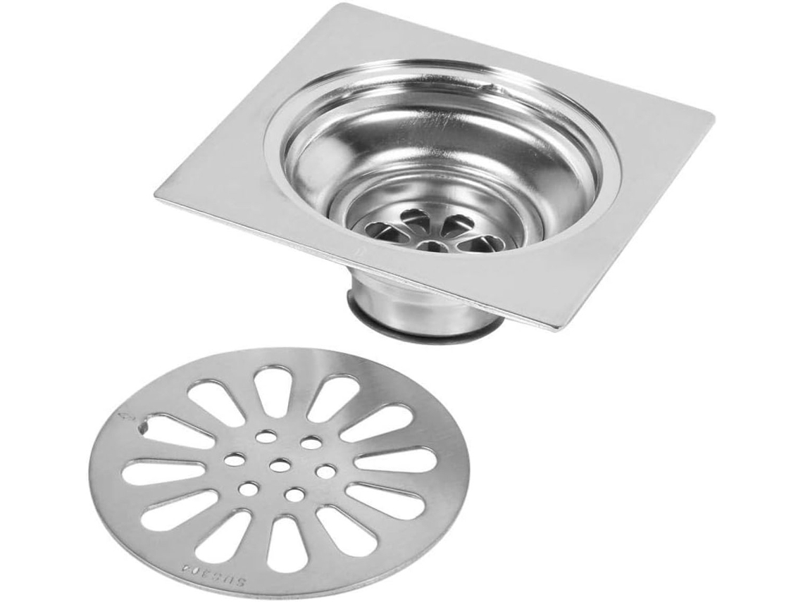 Ralo Quadrado em Aço Inoxidável, para Banheiro e Chuveiro AQUAFORGE