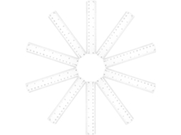 Conjunto de 10 réguas de plástico transparente de 15 cm com escala dupla, ideais para estudantes e projetos de design.